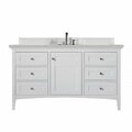 James Martin Vanities Palisades 60in Single Vanity, Bright White w/ 3 CM Eternal Serena Quartz Top 527-V60S-BW-3ESR